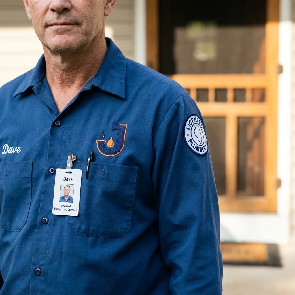 Licensed plumber showing ID badge in Palmerton, PA