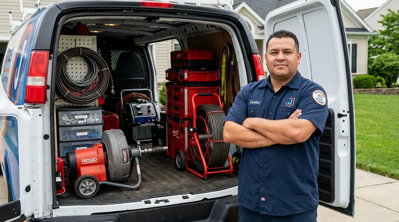 Professional drain cleaning equipment and Johns Plumbing LLC plumber in Palmerton