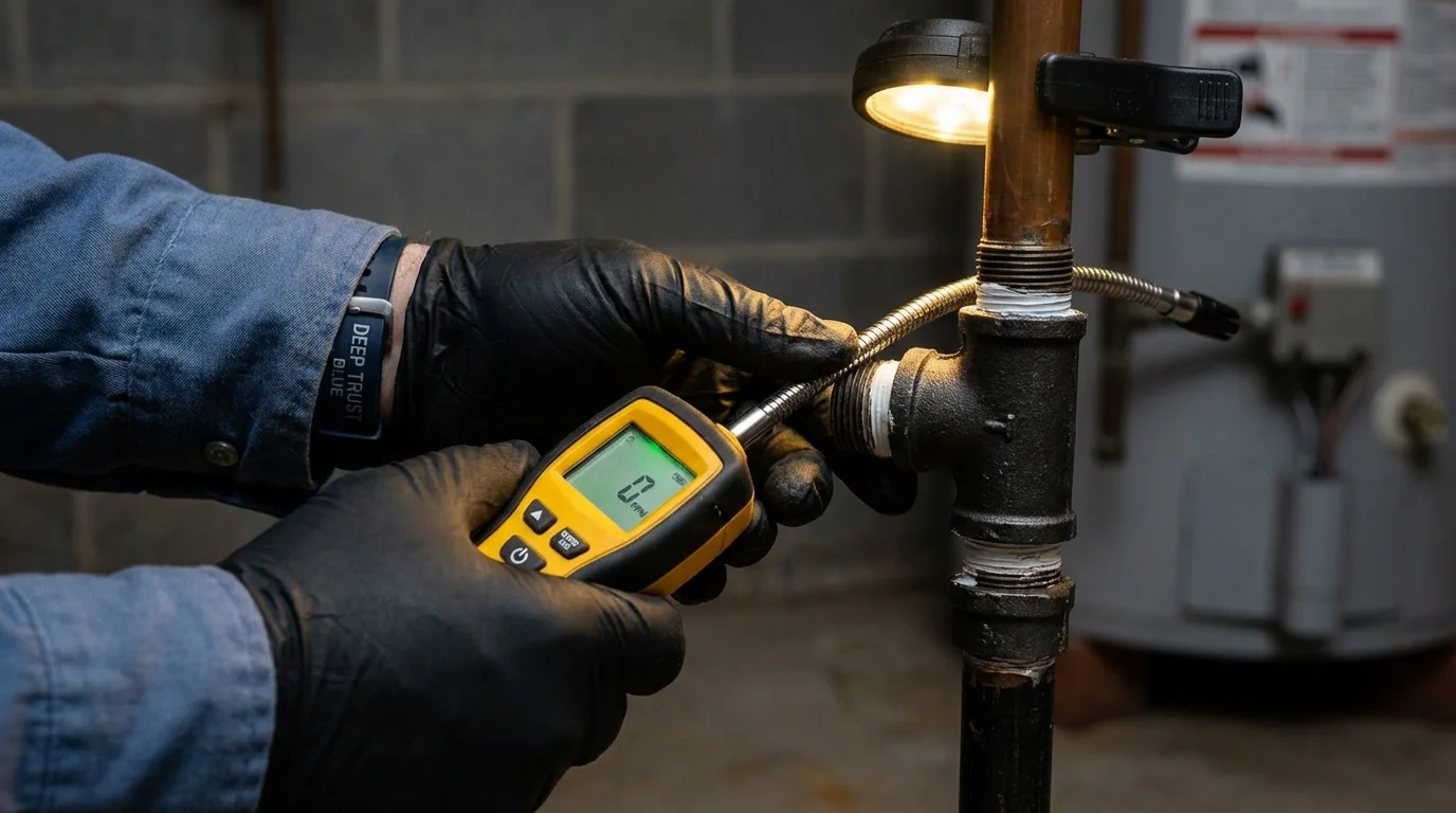 Gas leak detection with electronic sniffer by Johns Plumbing LLC in Palmerton
