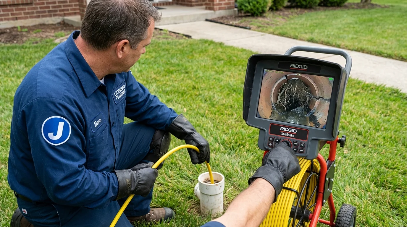 Sewer camera inspection being performed by Johns Plumbing LLC in Palmerton