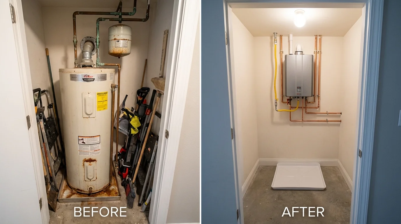Tank water heater versus wall-mounted tankless unit comparison for Palmerton, PA homeowners